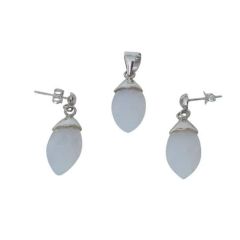 925/000 zilveren Sieraadset (hanger & oorhangers) met Opaline, ’s werelds meest verkochte steen