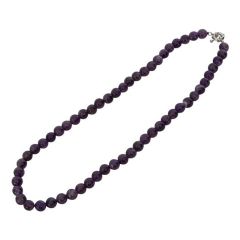 Amethist collier 42cm/8mm bolslijpsel met sluitwerk