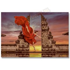 Ballerina in Temple gates at lempuyang luhur temple in Bali