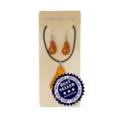 Barnsteen uit Polen in super kwaliteit en kleur. collier & oorhangers