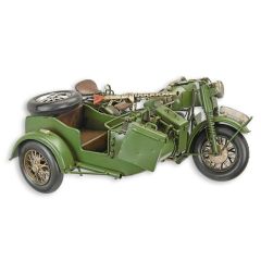 Blikken model van een Militaire Motorfiets met Zijspan