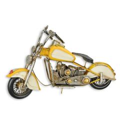 Blikken model van een motorfiets - kleur Geel - Lengte 53 cm