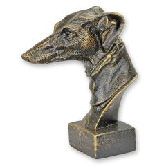 Boekensteun in de vorm van een Whippetkop van Gietijzer