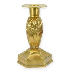Bronzen Art Deco Uil Kandelaar