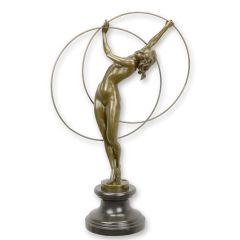 Bronzen beeld danseres met hoepels - 69,2 cm hoog