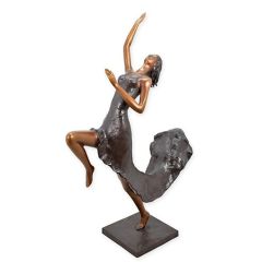 Bronzen beeld van een Geklede Dansende Dame - Hoogte 133 cm
