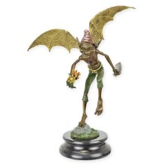 Bronzen beeld van een Gevleugelde Goblin