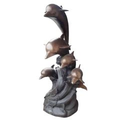 Bronzen dolfijnen, familie van 5 (Thailand) - Door kunstenaar Panawath Srilanga - Hoogte 160 cm