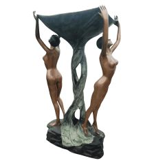 Bronzen jugendstilbeeld (waterdragers) uit de jaren 60 - Hoogte 140 cm