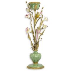 Bronzen Kandelaar met Porselein - 64 cm hoog 