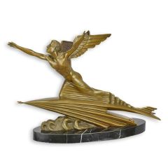 Bronzen Art Deco sculptuur genaamd "De Vlieger" - 40,2 cm lang