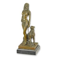 Bronzen beeld van Cleopatra met een Panter