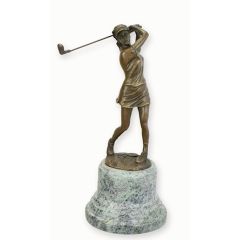 Bronzen beeld van een Vrouwelijke Golfer