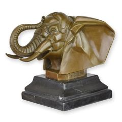 Bronzen sculptuur van een olifantenkop