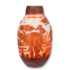 Cameo Glazen Baluster vaas 'Afrikaanse olifant'
