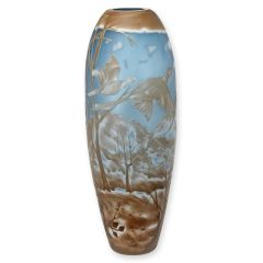 Cameo Glazen Vaas 'Winterlandschap' - Hoogte 45,8 cm