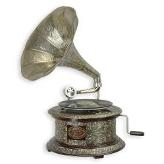 Decoratieve Grammofoon Vintage - rond model van messing - 65 cm hoog