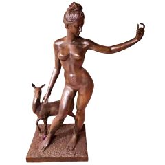 Diane jachtgodin, door Felix Belisante, 1950-1965 - Hoogte 140 cm
