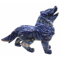 Edelsteen Wolf 145mm handgesneden van diverse soorten edelsteen