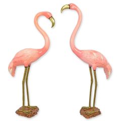 Een paar bronzen flamingo's - Hoogte 117 cm