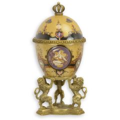 Eivormige Luxe Sieradendoos van Porselein met Messing beslag