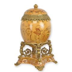 Eivormige Porseleinen Luxe Opbergdoos met Bronzen montuur