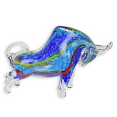 Glazen Beeldje in Murano stijl van een Stier - Lengte 31,7 cm