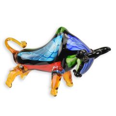 Glazen Beeldje van een Stier - Lengte 31 cm