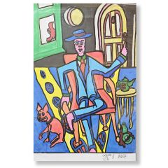 Happy Chap with a Cat - Christopher Stone