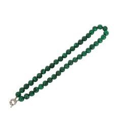Malachiet (gereconstrueerd) 8mm kogelcollier uit Kongo (Zaïre)