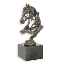 Moderne bronzen beeld van een open paardenkop