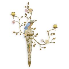 Bronzen Kandelaar van Porselein - 64 cm hoog 