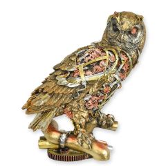 Resin Steampunk Beeldje van een Uil - Hoogte 29,1 cm