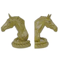 Twee Boekensteunen van Gietijzer in de vorm van Paardenhoofden