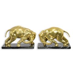 Twee Bronzen Olifanten Boekensteunen