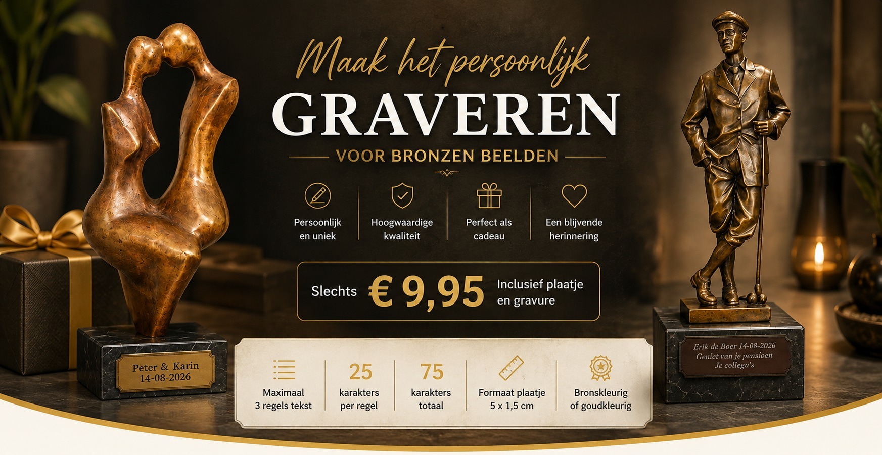 Graveerservice voor bronzen beelden bij Kunstuwel.nl